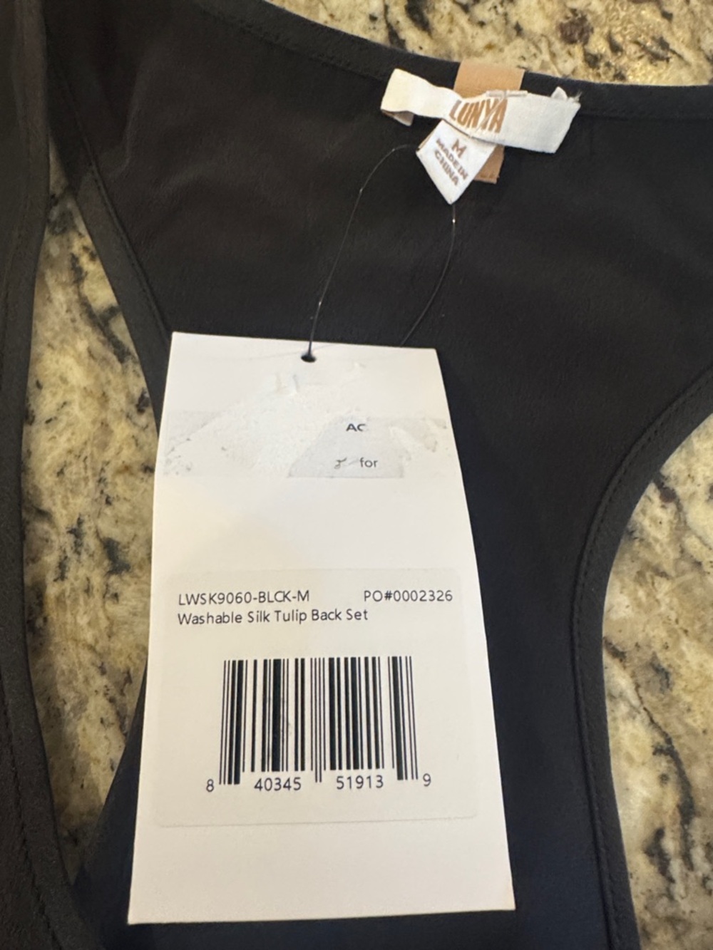 LUNYA NWT Washable Silk Tulip Back Short Set in Immersed Black Size Medium - Picture 12 of 14